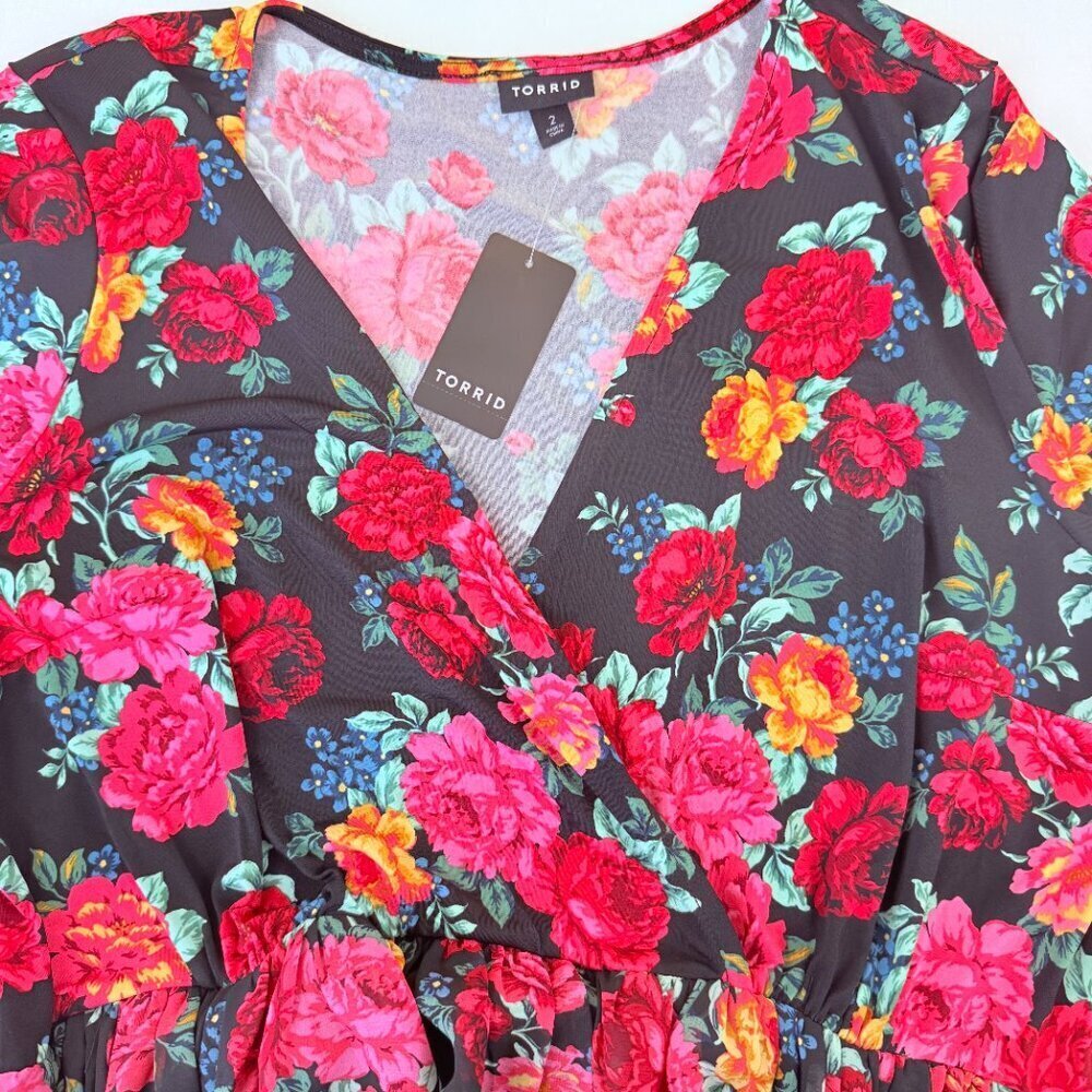 NWT Torrid Fit & Flare Floral Print Midi Dress Size 2X / Torrid 2 - Picture 6 of 13